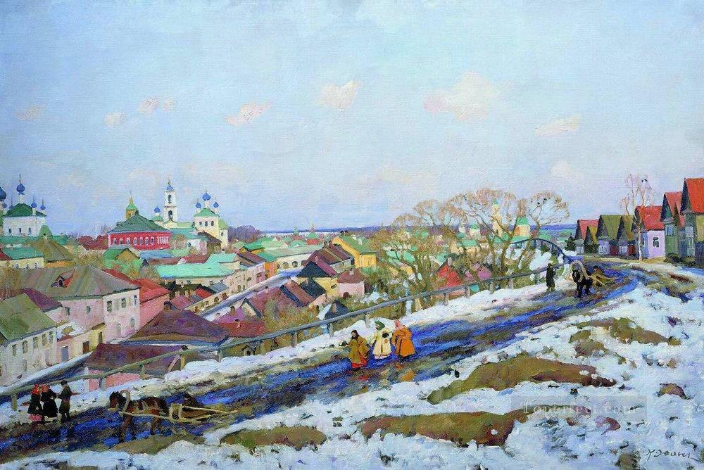 トルジョク・トヴェリ県 1914年 コンスタンティン・ユオンの雪景色油絵